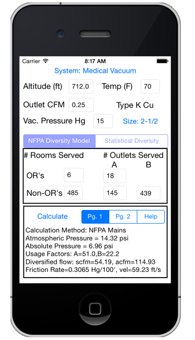 screen shot of medical gas iphone app 